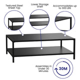 English Elm Commercial Grade Outdoor 2 Tier Patio Coffee Table Commercial Grade Coffee Table for Deck, Porch, or Poolside-Steel Square Leg Frame