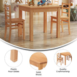 English Elm Commercial Grade Kids Solid Wood Table and Chair Set for Classroom, Playroom, Kitchen