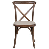 English Elm Commercial Grade Series Stackable Wood Cross Back Chair with Cushion