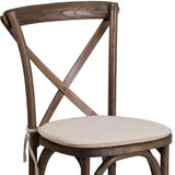 English Elm Commercial Grade Series Stackable Wood Cross Back Chair with Cushion