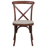 English Elm Commercial Grade Series Stackable Wood Cross Back Chair with Cushion