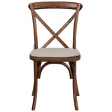 English Elm Commercial Grade Series Stackable Wood Cross Back Chair with Cushion