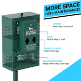 English Elm Commercial Grade Compact Dog Waste Station with Rectangular Lidded Trash Can and Locking Roll Waste Bag Dispenser