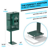 English Elm Commercial Grade Compact Dog Waste Station with Rectangular Lidded Trash Can and Locking Roll Waste Bag Dispenser