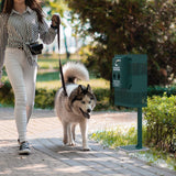 English Elm Commercial Grade Compact Dog Waste Station with Rectangular Lidded Trash Can and Locking Roll Waste Bag Dispenser