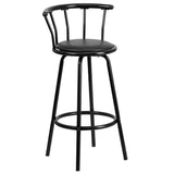 English Elm Crown Back Metal Barstool with Vinyl Swivel Seat