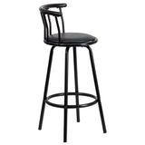 English Elm Crown Back Metal Barstool with Vinyl Swivel Seat