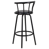 English Elm Crown Back Metal Barstool with Vinyl Swivel Seat