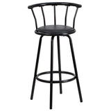 English Elm Crown Back Metal Barstool with Vinyl Swivel Seat