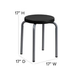 English Elm Commercial Grade Stackable Stool with Seat and Silver Powder Coated Frame