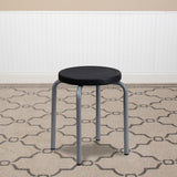 Commercial Grade Stackable Stool with Seat and Silver Powder Coated Frame