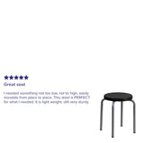 English Elm Commercial Grade Stackable Stool with Seat and Silver Powder Coated Frame