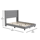 English Elm Full Upholstered Platform Bed with Wingback Headboard, Mattress Foundation with Slatted Supports, No Box Spring Needed, Faux Linen