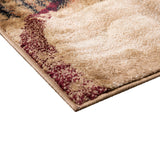 English Elm Abstract 5' x 7' Warm Beige, , and Red Olefin Area Rug with Jute Backing, Living Room, Bedroom