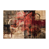 English Elm Abstract 5' x 7' Warm Beige, , and Red Olefin Area Rug with Jute Backing, Living Room, Bedroom