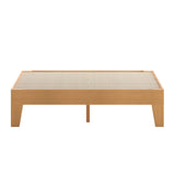 English Elm Pine Finish Wood Full Platform Bed with Wooden Support Slats, No Box Spring Required