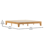 English Elm Pine Finish Wood King Platform Bed with Wooden Support Slats, No Box Spring Required