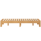 English Elm Pine Finish Wood King Platform Bed with Wooden Support Slats, No Box Spring Required