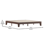 English Elm Finish Wood King Platform Bed with Wooden Support Slats, No Box Spring Required