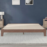 English Elm Finish Wood King Platform Bed with Wooden Support Slats, No Box Spring Required