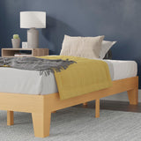 English Elm Pine Finish Wood Twin Platform Bed with Wooden Support Slats, No Box Spring Required