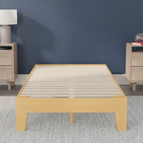 English Elm Pine Finish Wood Twin Platform Bed with Wooden Support Slats, No Box Spring Required