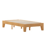 English Elm Pine Finish Wood Twin Platform Bed with Wooden Support Slats, No Box Spring Required