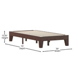 English Elm Finish Wood Twin Platform Bed with Wooden Support Slats, No Box Spring Required