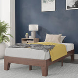 Finish Wood Twin Platform Bed with Wooden Support Slats, No Box Spring Required