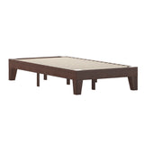 English Elm Finish Wood Twin Platform Bed with Wooden Support Slats, No Box Spring Required