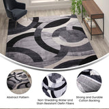 English Elm Geometric 8' x 10' Black and Olefin Area Rug with Jute Backing, Living Room, Bedroom