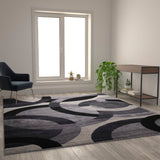 English Elm Geometric 8' x 10' Black and Olefin Area Rug with Jute Backing, Living Room, Bedroom