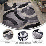 English Elm Geometric 6' x 9' Black and Olefin Area Rug with Jute Backing, Living Room, Bedroom