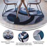 English Elm Geometric 5' x 5' and Gray Round Olefin Area Rug with Jute Backing, Living Room, Bedroom