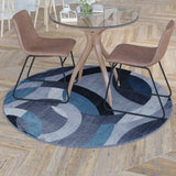 English Elm Geometric 5' x 5' and Gray Round Olefin Area Rug with Jute Backing, Living Room, Bedroom