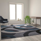 English Elm Geometric 8' x 10' and Gray Olefin Area Rug with Jute Backing, Living Room, Bedroom