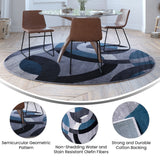 English Elm Geometric 8' x 8' and Gray Round Olefin Area Rug with Jute Backing, Living Room, Bedroom