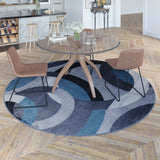 English Elm Geometric 8' x 8' and Gray Round Olefin Area Rug with Jute Backing, Living Room, Bedroom