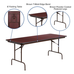English Elm Commercial Grade 6-Foot Melamine Laminate Folding Banquet Table