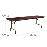 English Elm Commercial Grade 8-Foot Melamine Laminate Folding Banquet Table