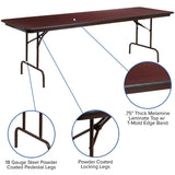 English Elm Commercial Grade 8-Foot Melamine Laminate Folding Banquet Table