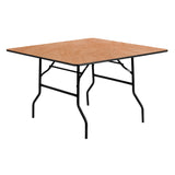 English Elm Commercial Grade 4-Foot Square Wood Folding Banquet Table