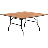 English Elm Commercial Grade 5-Foot Square Wood Folding Banquet Table