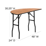 English Elm Commercial Grade 4-Foot Half-Round Wood Folding Banquet Table