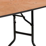 English Elm Commercial Grade 5-Foot Half-Round Wood Folding Banquet Table