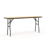 English Elm Commercial Grade 6-Foot Rectangular Wood Folding Training / Seminar Table with Smooth Clear Coated Finished Top