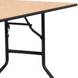 English Elm Commercial Grade 6-Foot Rectangular Wood Folding Banquet Table with Clear Coated Finished Top