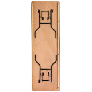 English Elm Commercial Grade 8-Foot Rectangular Wood Folding Banquet Table with Clear Coated Finished Top