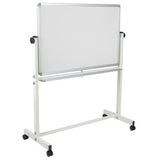 English Elm Commercial Grade Series 45.25"W x 54.75"H Reversible Mobile Cork Bulletin Board and White Board with Pen Tray