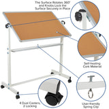 English Elm Commercial Grade Series 45.25"W x 54.75"H Reversible Mobile Cork Bulletin Board and White Board with Pen Tray